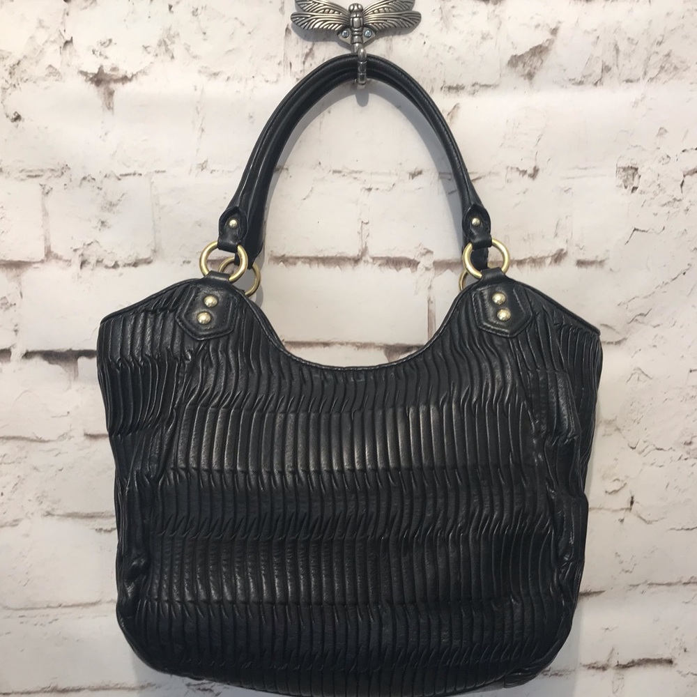 Coach Ashley Gathered Black Leather Bag F23928 - Picture 2 of 8